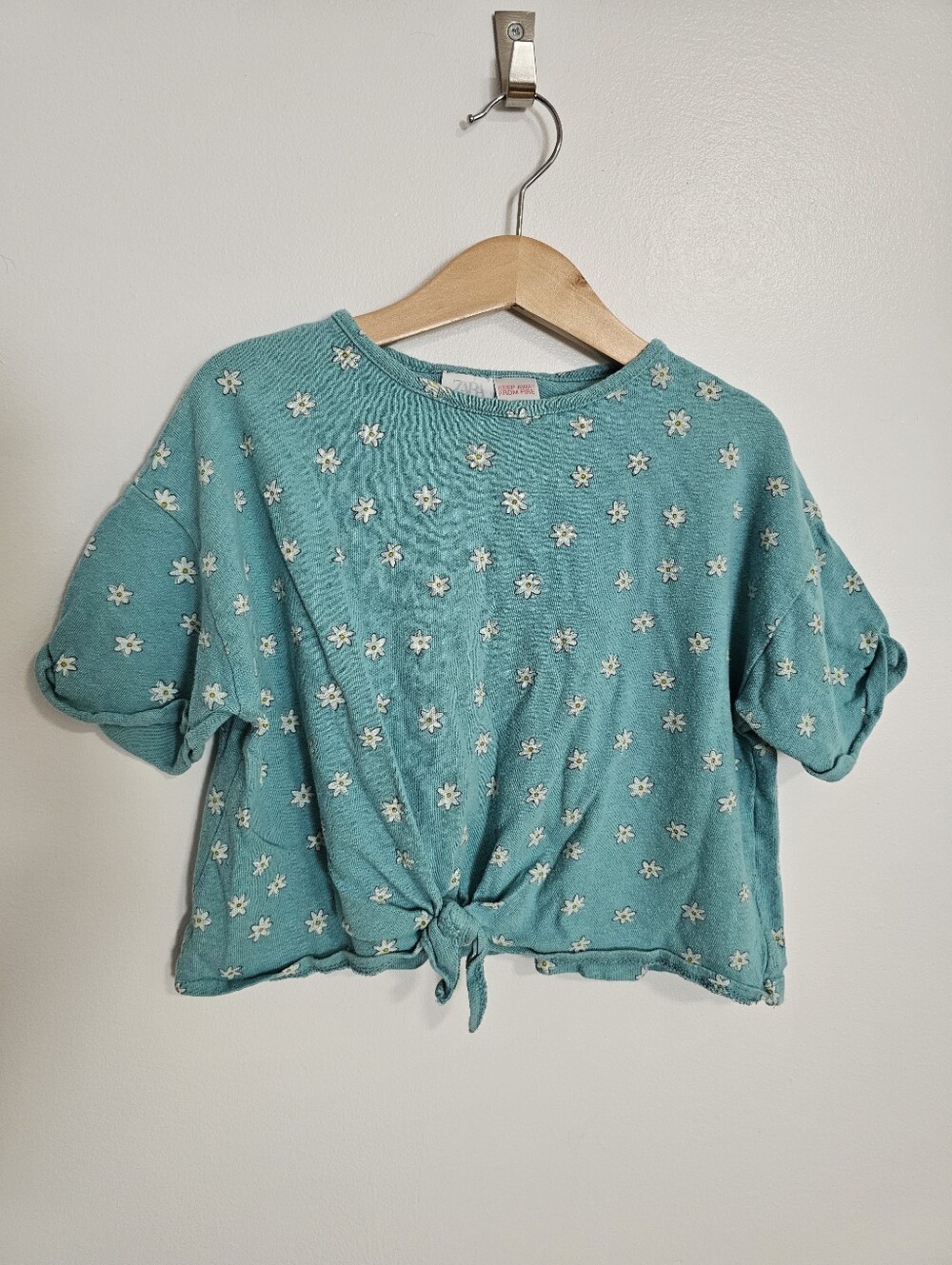 🧸2/20$ Zara Girls Floral Tie-Front Top Tee Size 3-4 Years